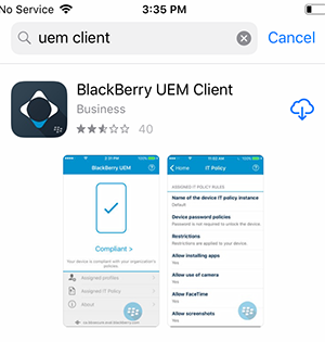 Image of installing UEM Client from the Google Play store