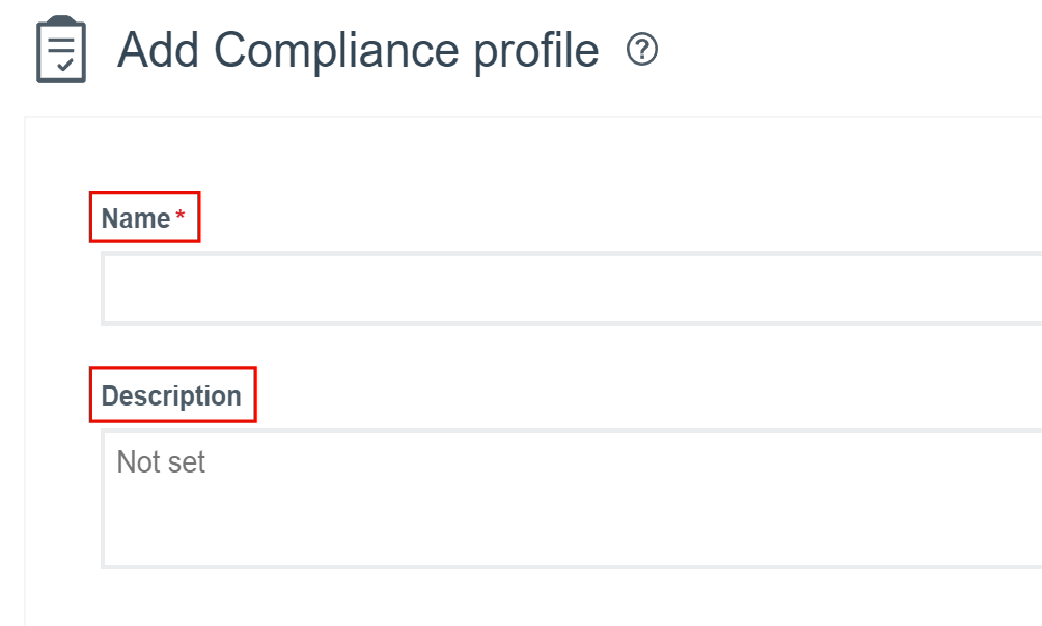 Screenshot of naming a compliance profile