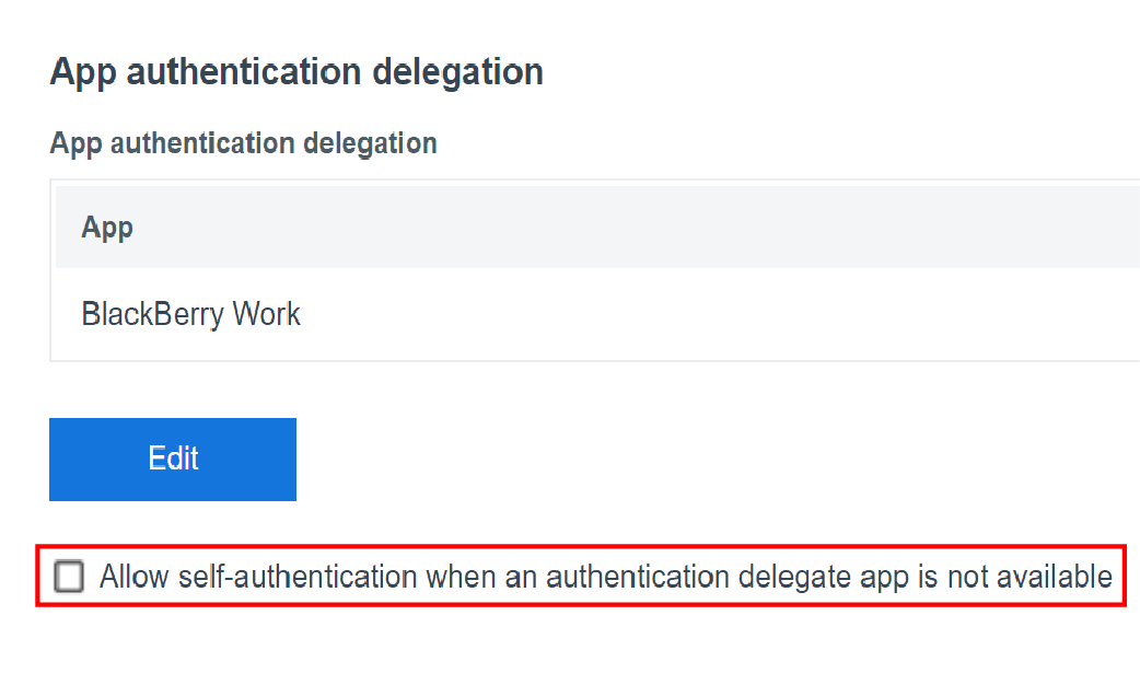 Screenshot of the allow self-authentication option
