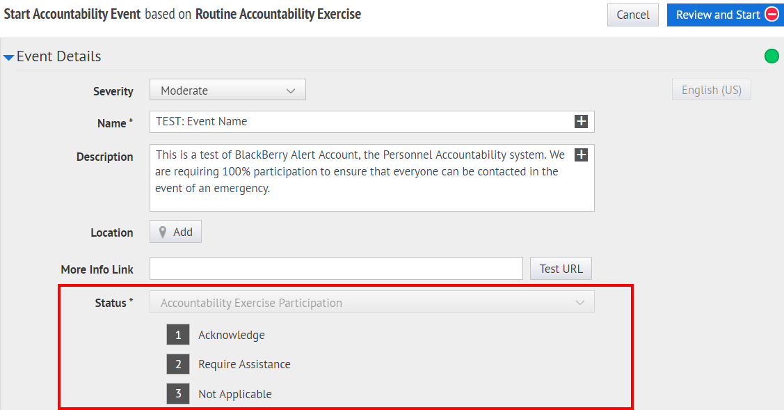 Step 5: Review the status response options