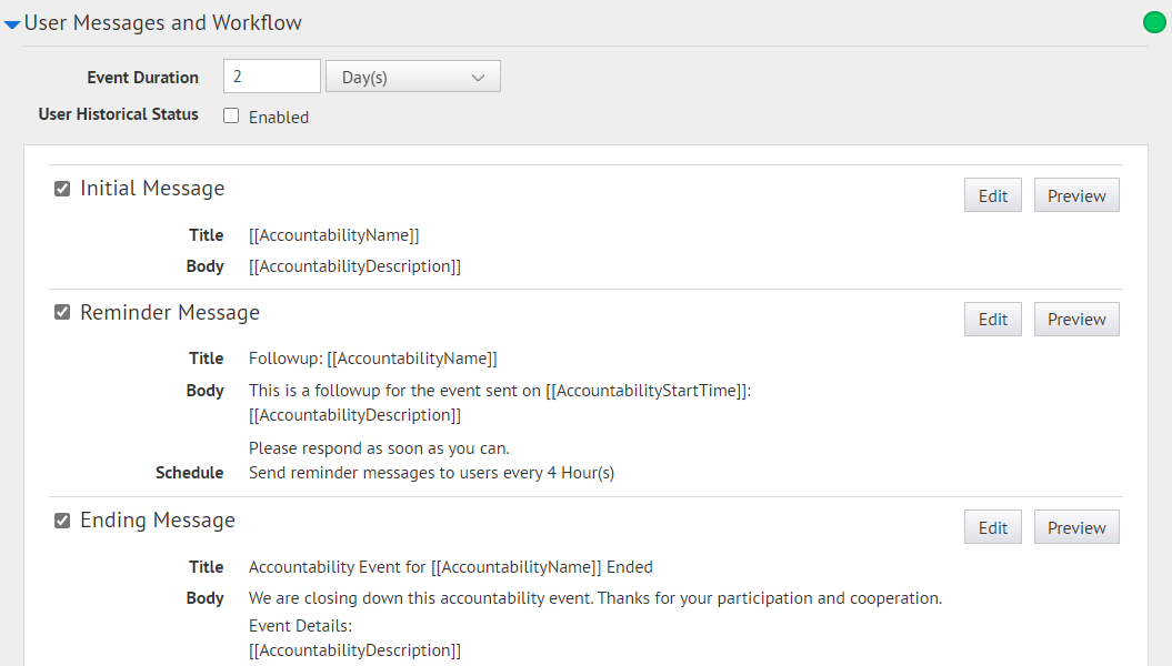 Step 7: Fill in the User Messages and Workflow section