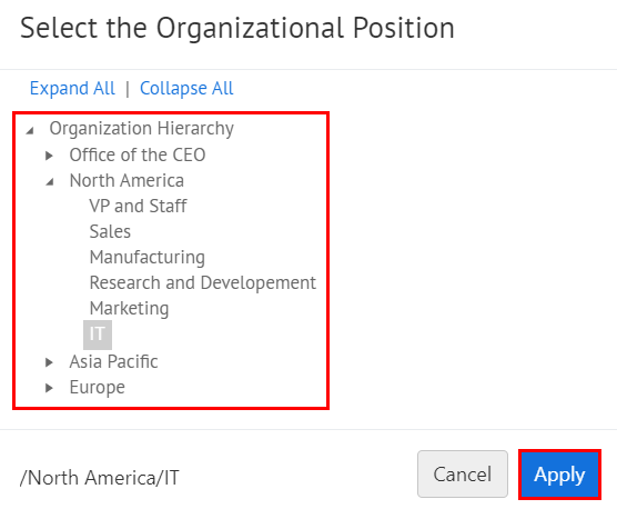 Step 8: Select your organizational position