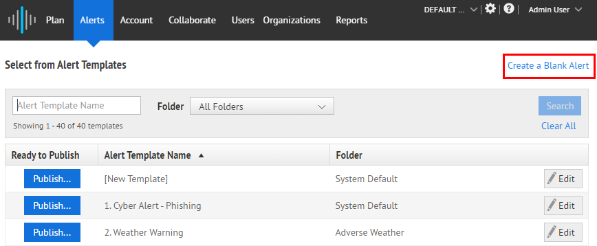 Step 3: Create a blank alert