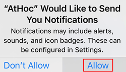 Step 3. Allow AtHoc to Send Notifications