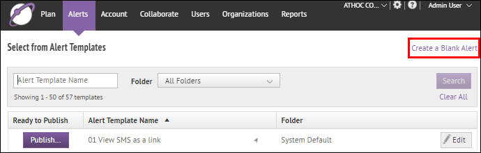 Step 3: Click Create a Blank Alert