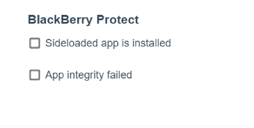 this image shows the sub category for BlackBerry Protect from the compliance page