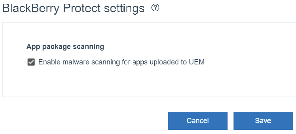 this image shows the checkbox for enablign malware scanning for apps uploaded to UEM