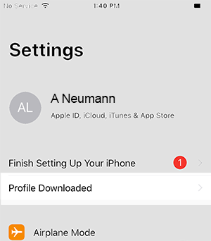 Image of profile downloaded in settings