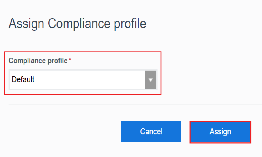 Screenshot of assigning compliance profile