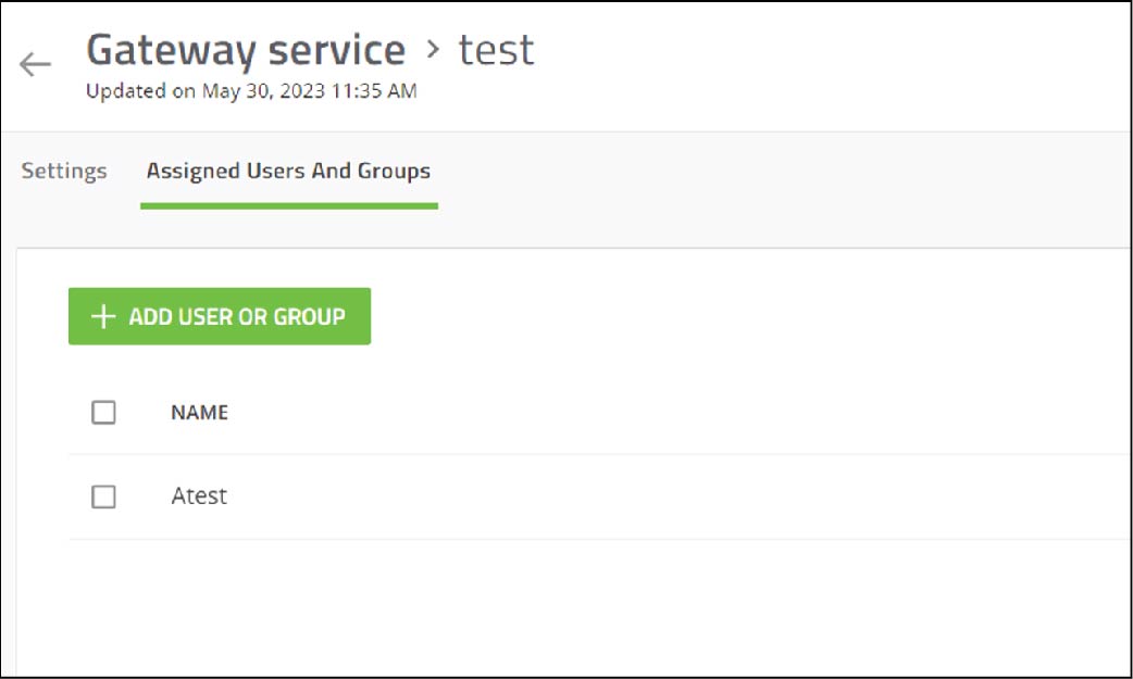 Screenshot of Assigned Users and Groups tab
