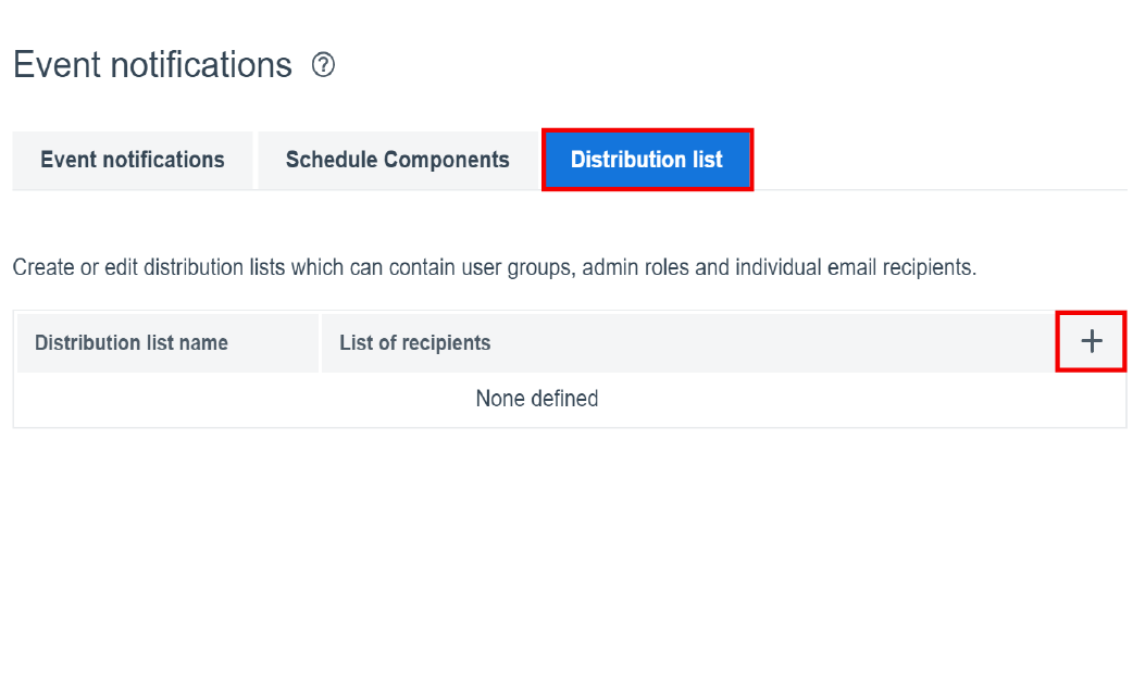 Screenshot of distribution list tab