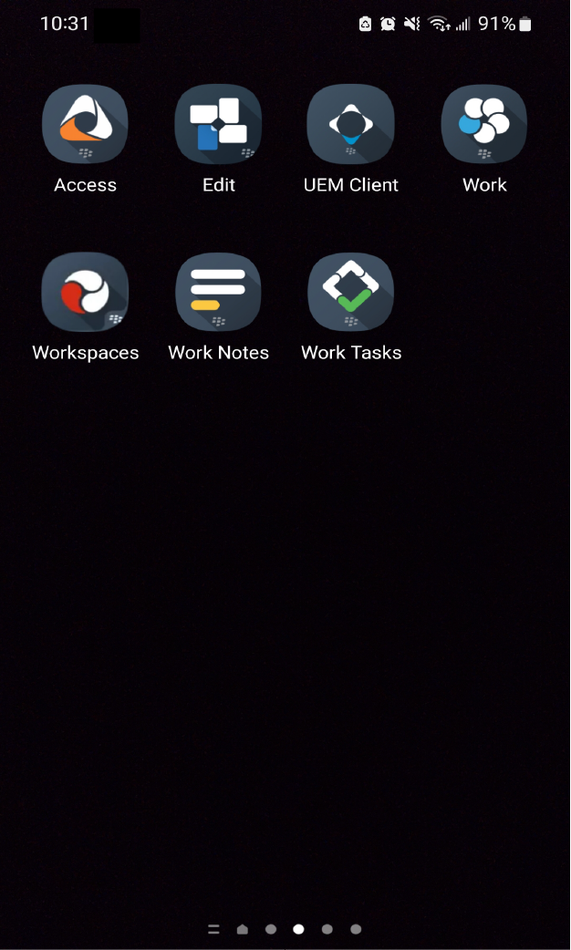 Screenshot of the dynamics apps installed on a device