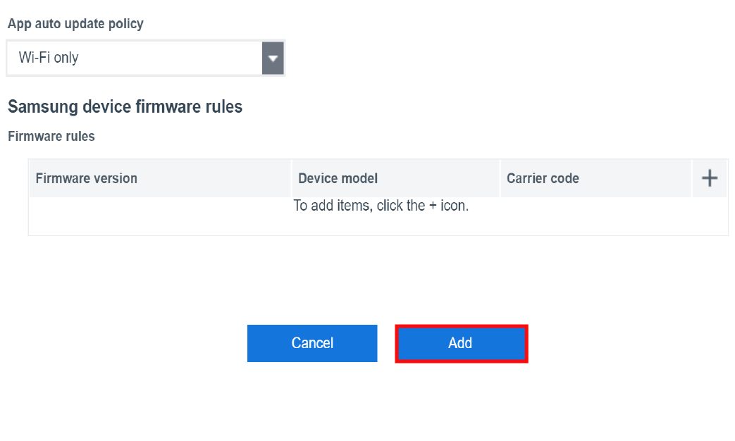 Screenshot of adding the device SR requirements profile