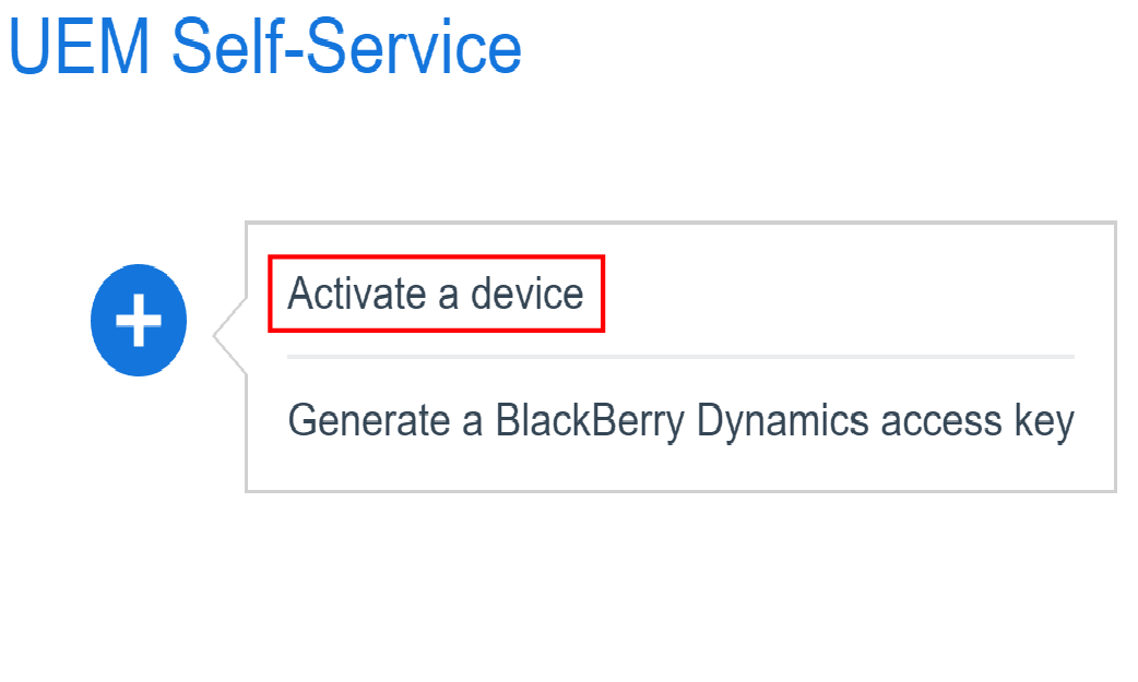 Screenshot of activating a device