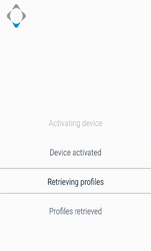 Screenshot of device being activated on the UEM client app