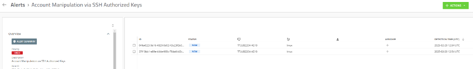 Screenshot of adding an exception from the Alerts view via the Action menu
