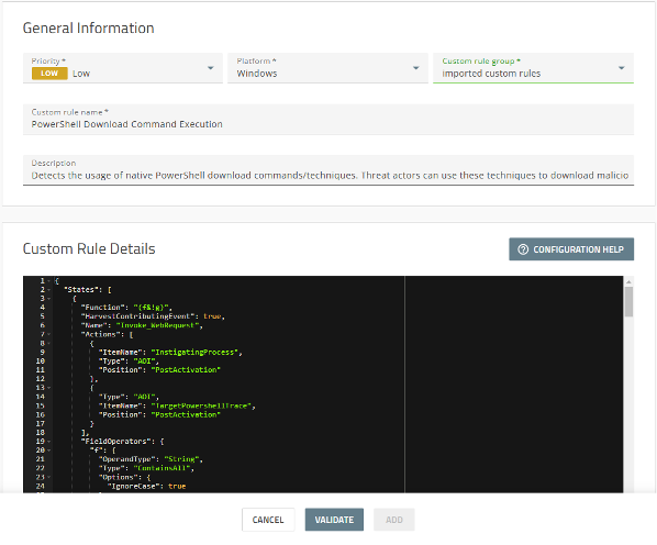 Screenshot fo the BDE validation screen