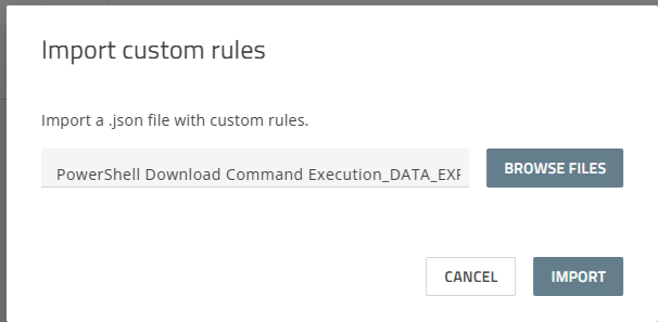 Screenshot of the Import Custom Rules dialog
