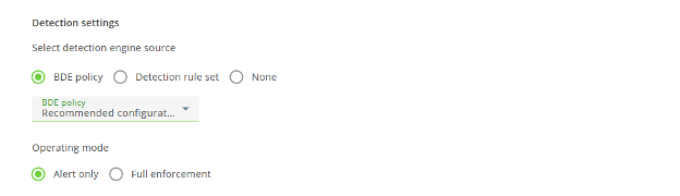 Screenshot of setting the BDE policy from the device policy.