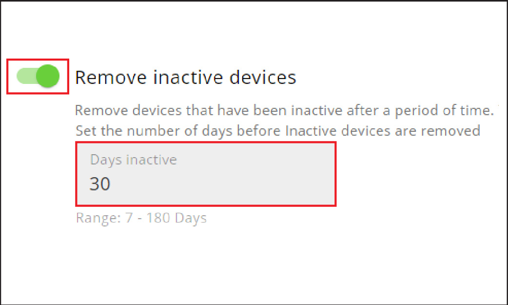 Screenshot of the Remove inactive devices option