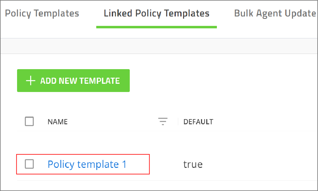 Screenshot of the new linked policy template that was created