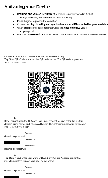 QR code for Protect app activation