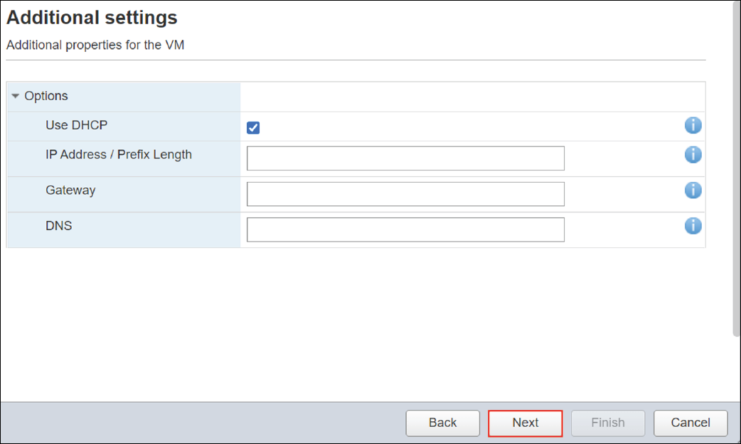 Screenshot of Additional settings screen