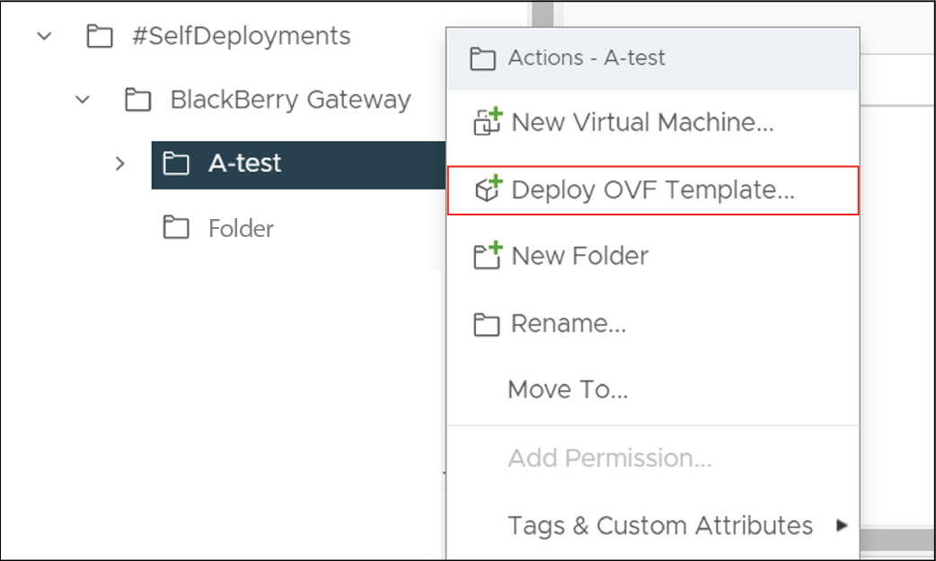 Screenshot of the Deploy OVF Template button