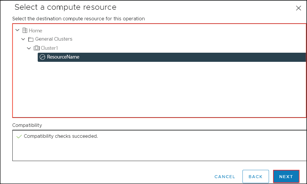 Screenshot of Select a compute resource screen