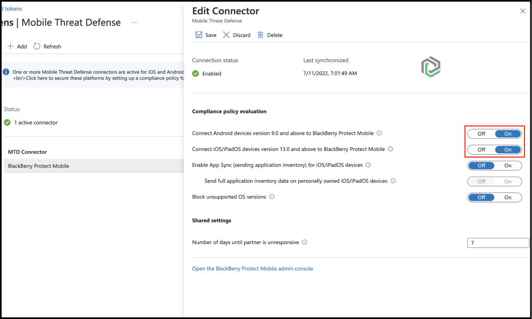 screenshot of settings in Microsoft Endpoint Manager