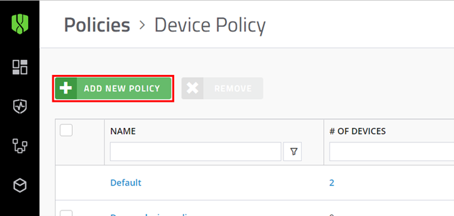 Add New Policy button 