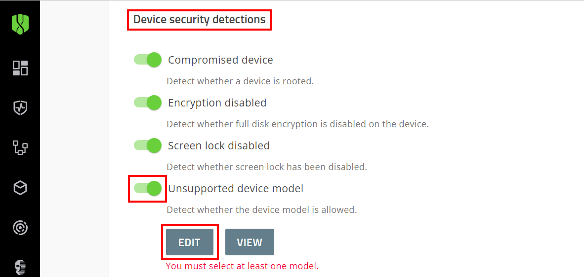 Turn on Unsupported Device models and click the edit button