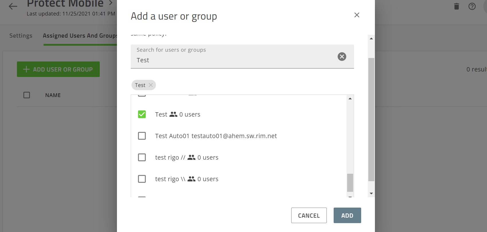 Assign policy to users or groups