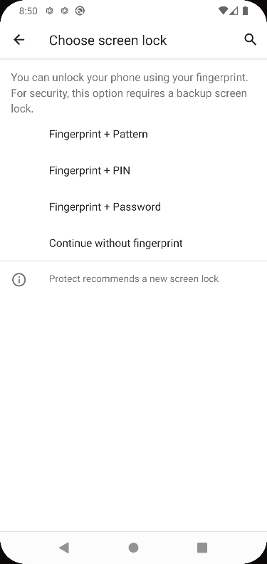 Choose a screen lock option