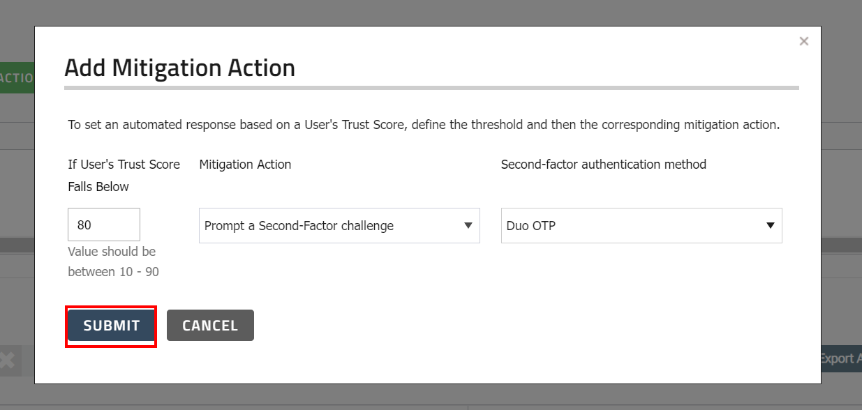 Submit and Save your Mitigation Action