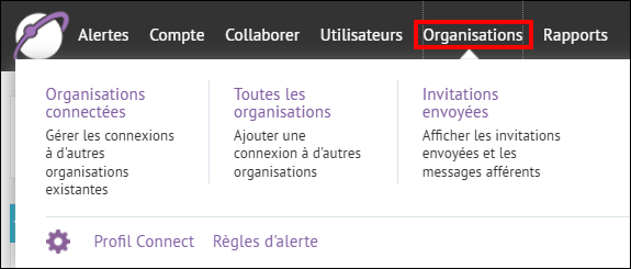 Étape 1 : Cliquez sur Organisations