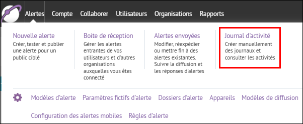 Étape 2 : Cliquez sur Journal d'activité