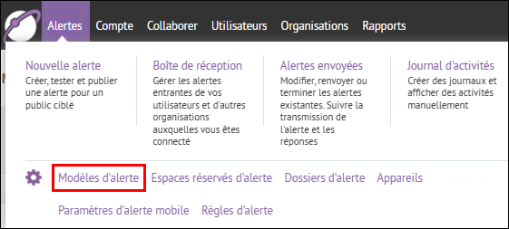 Étape 2 : Cliquez sur Modèles d'alerte