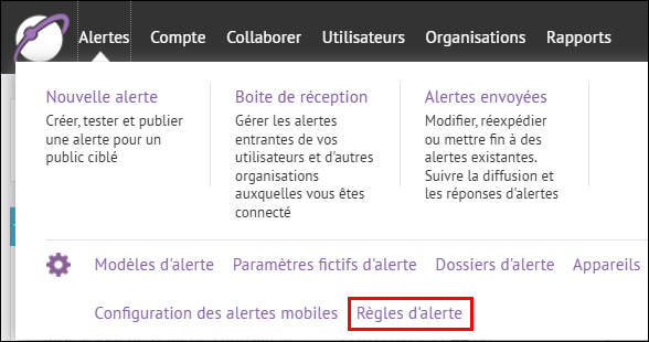 Étape 2 : Cliquez sur Règles d'alerte