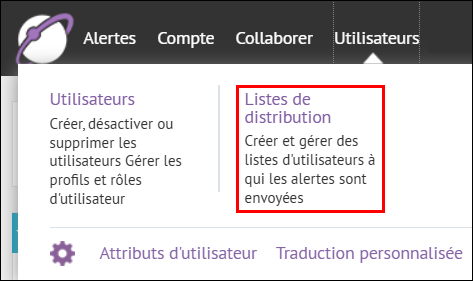 Étape 2 : Cliquez sur Listes de distribution