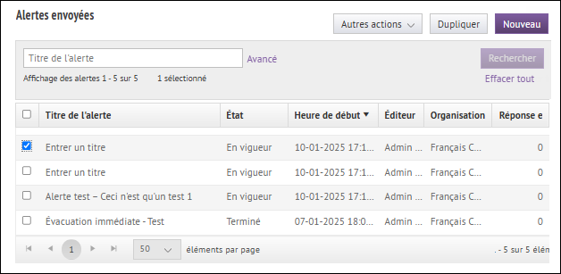 Étape 2 : Sélectionnez une alerte en direct