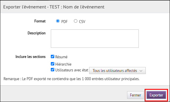 Étape 7 : Cliquez sur Exporter