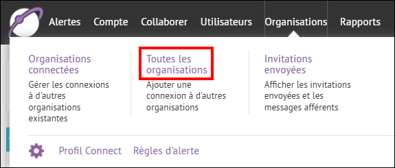 Étape 2 : Cliquez sur Toutes les organisations