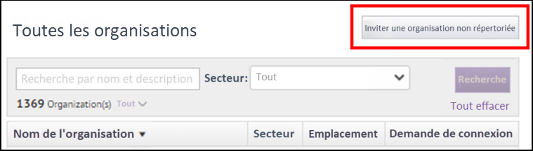 Étape 3 : Invitez une organisation non répertoriée