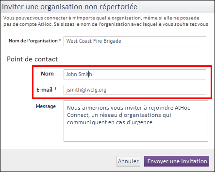 Étape 5 : Saisissez les informations de contact