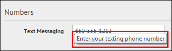 Contact info hover text