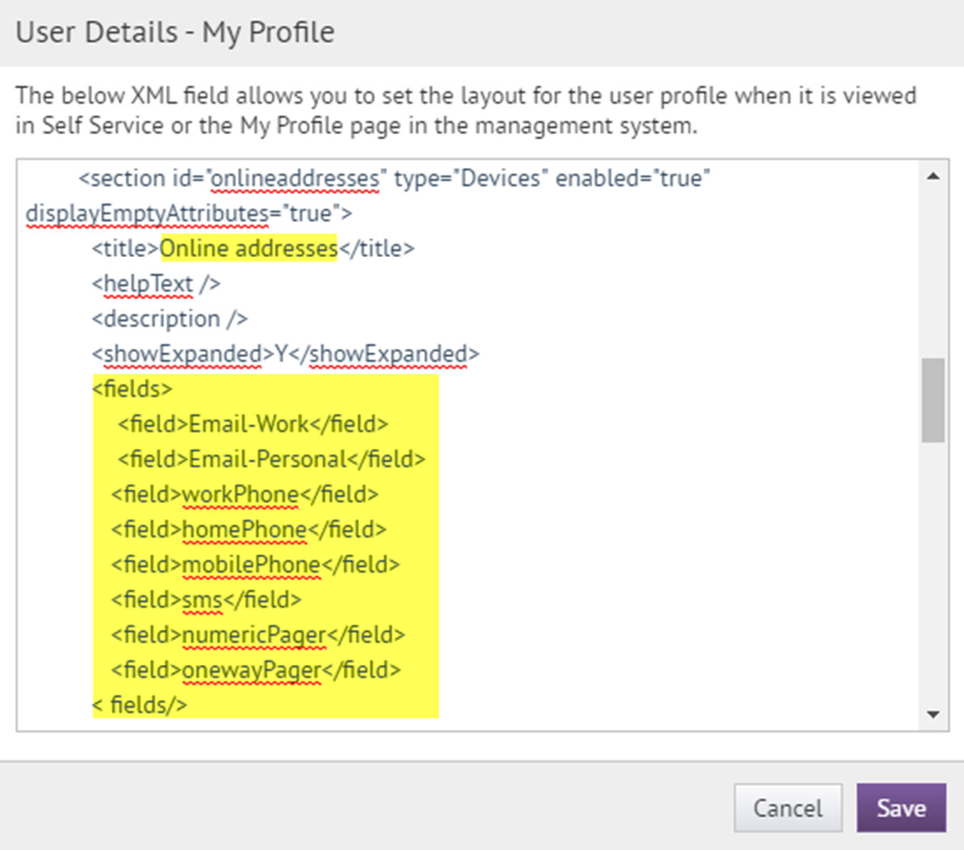 User Details My Profile window
