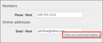 Contact information hover help text