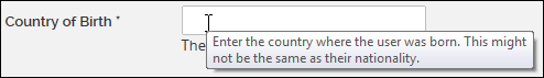 Pop-up help text in a tooltip field