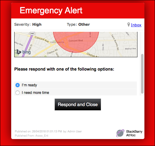 Respond to an alert with response options